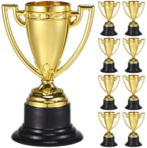 NOLITOY Mini Pokale für Kinder Goldene Trophäe mit Schwarzem Sockel | Motiv, Farbe, Form schaffen einen klar erkennbaren Bezug zum jeweiligen Anlass, Geformte Konturen für direkte Handhabung