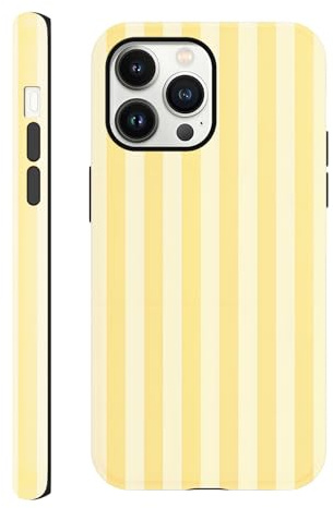 Yirlbey Righe Striped Estivi Cover per iPhone 13 Pro Max 6,7, Custodia Aesthetic Summer Giallo Stripes Disegno Design Motivo Antiurto Silicone Posteriore Protettiva Case per Ragazze