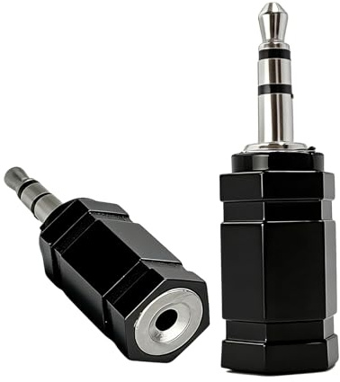 SPTSSWET 2,5mm Stereo Buchse an 3,5mm Stereo Stecker Audio Adapter 2 Stück | für Kopfhörer Mikrofon, Schwarz, Plug-and-Play