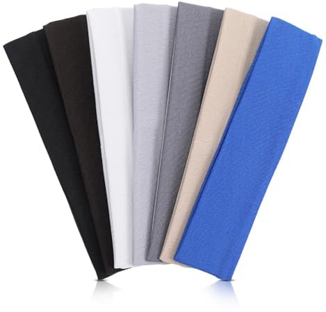 LXUEJIE 7 Stück Stirnband Damen Sport, Antirutsch Headband Elastisch Haarbänder Damen Weiches Baumwolltuch für Laufen Radfahren Yoga Fitness