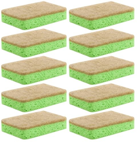 10Pcs Eco Sponges, Soft Sponges Washing Up, Scratch Free Scrubbers for Non-Stick Pans & Dishes, Heavy Duty Sponge Scourers for Kitchen Dishes