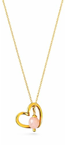 happymaker Goldene Edelstahl Kette mit Bedeutung, Geschenkkarte und Geschenkverpackung, Goldkette mit Ginkgo oder Herz und Mondstein Anhänger, handmade in Deutschland, wasserfest
