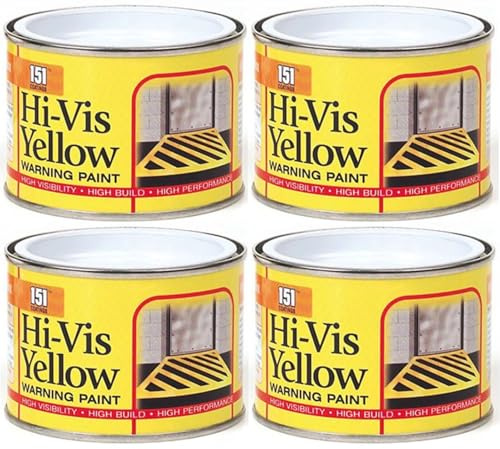 VARNOX, Hi-Vis Yellow Warning Paint 180ml – High-Visibility Marking Paint for Interior & Exterior Wood, Metal & Concrete – Ideal for Safety Signs & Hazard Areas (4PCS)