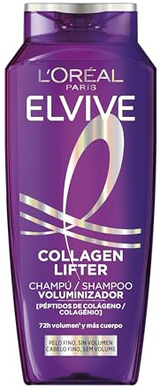 L'Oréal Paris Elvive Volumen-Shampoo, sofortige Volumensteigerung, ohne zu beschweren, 72H, mit Kollagen-Peptiden, für feines Haar, Collagen Lifter, 700 ml