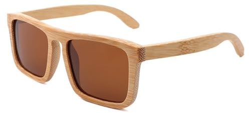 Bubmari Lunettes De Soleil Bois Homme Et Femme Polarisées - Monture Bambou Flottante & Légère - Protection UV400 pour Conduite, Pêche & Plage - Style Carré Vintage Tendance 2025