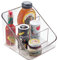 iDesign 59830 Storage Box with 3 Compartments, Small Plastic Spice Rack for Kitchen and Pantry, Practical Kitchen Organiser for Spices and Condiments, Clear