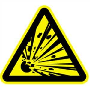 Aufkleber Warnung vor explosionsgefährlichen Stoffen gemäß ASR A1.3/ DIN 7010, Folie selbstklebend 10 cm (Warnzeichen, Explosion) praxisbewährt, wetterfest