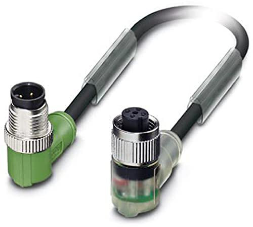 PHOENIX CONTACT SAC-4P-M12MR/1.5-PUR/M12FR-3L Sensor/Aktor-Kabel, 4 Polig, PUR Halogenfrei, Stecker Gewinkelt M12, Buchse Gewinkelt M12, 1.5m Kabellänge, Schwarz/Grau