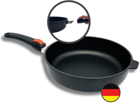 SKK 23614 Series 7 Schmorpfanne – Energiesparende Aluguss-Pfanne mit abnehmbarem Griff, unbedenkliche ntihaftversieglung, induktionsgeeignet, backofenfest – 8 cm hoher Rand, Ø 26 cm