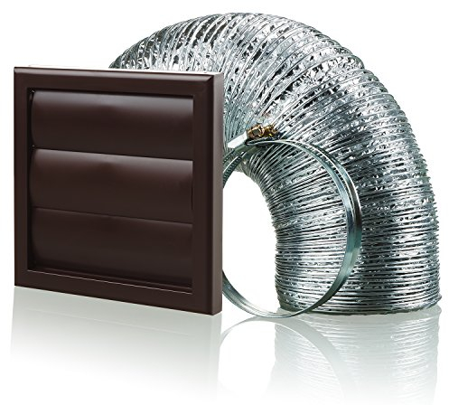 Cooker Hood Wall Ventilation Duct Gravity Flap Shutter Vent Kit Bathroom Fan or Kitchen Hob Extractor (4 inch Brown)