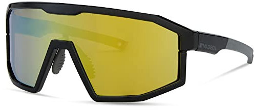 Madison Enigma Cycling Sunglasses - Gloss Black Frame, Bronze Mirror Lens/Bicycle Cycle Biking Bike Mountain Road Eyewear Sun Glasses Eye Wear Protection Accessories Trail Enduro Anti Glare Shade
