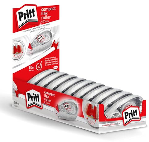 Pritt Roller correcteur Pritt Compact Flex à pointe flexible et fonction push-pull, réécriture immédiate, largeur env. 4,2 mm, longueur env. 10 m, set de 10 rollers