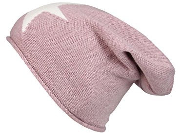 Cashmere Dreams Slouch-Beanie-Mütze mit Kaschmir - Hochwertige Strickmütze für Damen Mädchen - Stern - Hat - One Size - Sommer Herbst und Winter Zwillingsherz (alt/weiß)