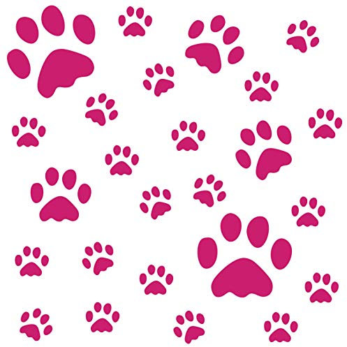 kleb-Drauf® | 25 Pfoten | Pink - matt | Wandtattoo Wandaufkleber Wandsticker Aufkleber Sticker | Wohnzimmer Schlafzimmer Kinderzimmer Küche Bad | Deko Wände Glas Fenster Tür Fliese