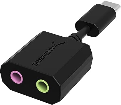 SABRENT Adaptateur USB C Jack 3.5 mm, Carte Son Externe Haute Résolution, Prise Jack USB C Double pour Micro et Stéréo, Corps en Aluminium, Compatible Windows, macOS, Android (AU-MMSC)