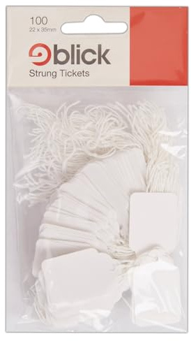 Blick Tags, White, Hanging Tickets, Rectangular, 22mm x 35mm, 200 Labels, for Home, Office, Family, School