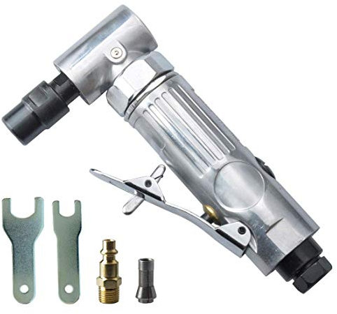 PROSHI 1/4-Inch Angle Air Die Grinder, Mini Air Angle Die Grinder, pneumatic angle die grinder, 90 Degree Angled Air Die Grinder，Edge Series Air Angle Die Grinder, Polished color