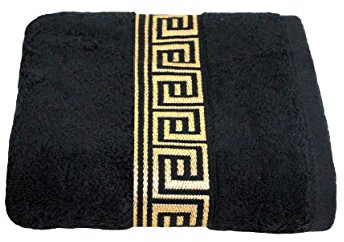 Julie Julsen Chemikalien-Frei Duschtuch 600g/m² Schwarz-Gold 70 x 140 cm 100% Baumwolle - Oeko TEX Std 100 Zertifizierung - Weich und Saugstark - Waschmaschinenfest