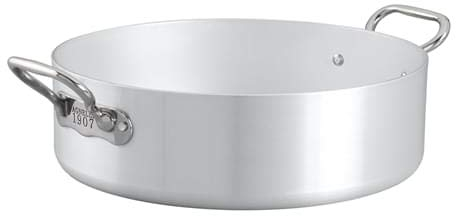 Casseruola Bassa in Alluminio Linea Agnelli 110 per induzione con Due Maniglie, Spessore 5mm, diam. 28cm