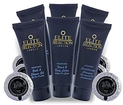 Nourishing Conditioning Shampoo Anti-Dandruff Shampoo + Refreshing Bath & Shower Gel + Nourishing Hand & Body Lotion 30ml Tubes + 15g Travel Mini Soap. 4 in 1 Set. Pack of 400 (100 Each) - Elite