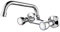 Ibergrif, M16354 Ballet, Grifo de Cocina de Pared, Mezclador Fregadero Mural con Dos Palancas, Cromo, Plata