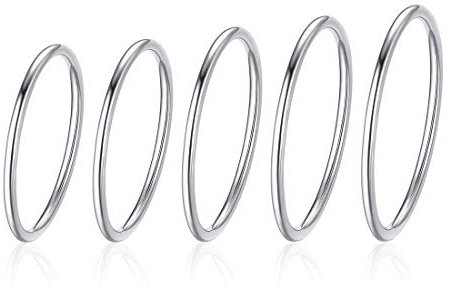 ChicSilver 925er Platin Ringe Hip pop Ringe Herren Damen Ringe Set mit Geschenkebox für Weihnachten/Geburtstag/Muttertag