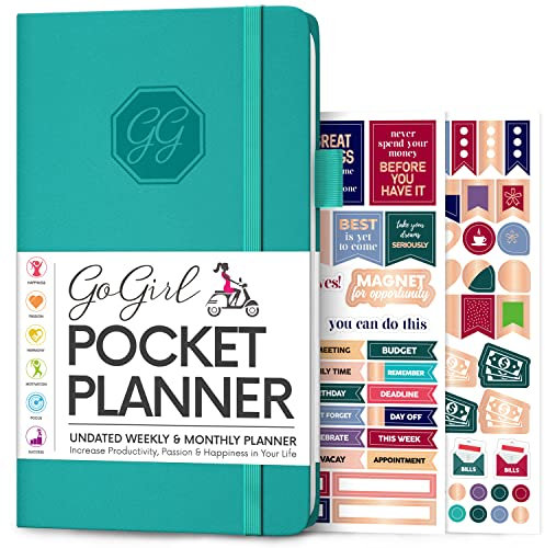 GoGirl Planner and Organizer for Women – Pocket Weekly Planner, Goals Journal & Agenda for Time Management & Productivity. Undated (Turquoise)