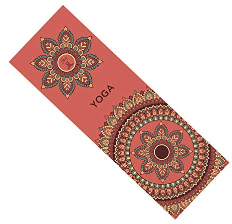 FANSU Serviette de Yoga avec Coins de Fixation Pliable Mat Tapis de Yoga Antidérapant et à Séchage Rapide Ultra-léger Voyage pour Le Yoga Chaud, Le Pilates et l'entraînement