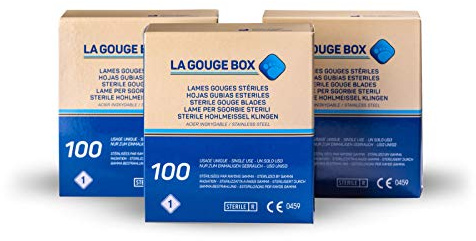 25 lames burins creux - Lot de 5 lames de chaque taille n°1, n°2, n°3, n°5 et n°10.