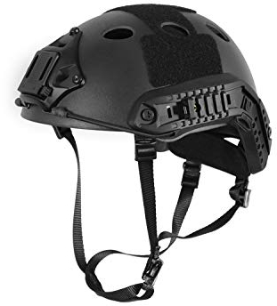 Begadi Basic Parajumper FAST Combat Helm, für Airsoft, mit umfangreichem Zubehör - schwarz -