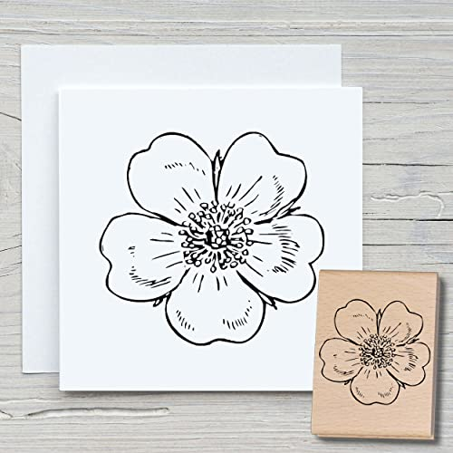 NEWSTAMPS Stempel Blümeli 01 Motivstempel aus Holz & Gummi zum Karten basteln, Holzstempel, Blumen, Pflanzen, Floral, Wiese, Gräser, Scrapbook, Textilstempel, Deko, Kinder