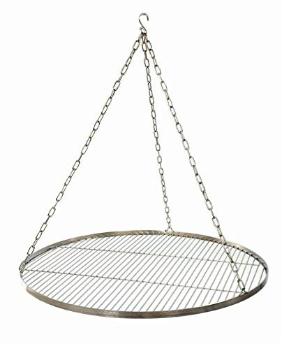 Grillrost 65 cm mit Kette Edelstahl für Schwenkgrill 3 Bein Grill Rost 14 mm Stababstand BBQ