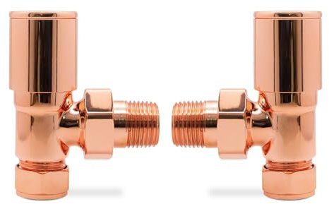Angled Lacquered Copper Manual Standard Radiator Towel Rail Valves