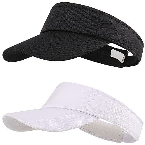 MK MATT KEELY Sun Visor Hat Sports Adjustable Baseball Cap with Outdoor UV Protection for Women Men(2PCS) White Black