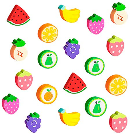 Radiergummi Set - 50 Stück Obst Mini Neuheit Radierer für Party Favors, Bleistift Geschenke