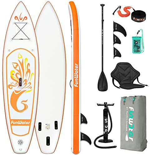 FunWater Aufblasbares Stand Up Paddle Board 10'–11'SUP Set mit Paddel & Pumpe, rutschfestes Eva-Deck,2 Person/Familie langlebig & stabil, ideal für Erwachsene & Einsteiger