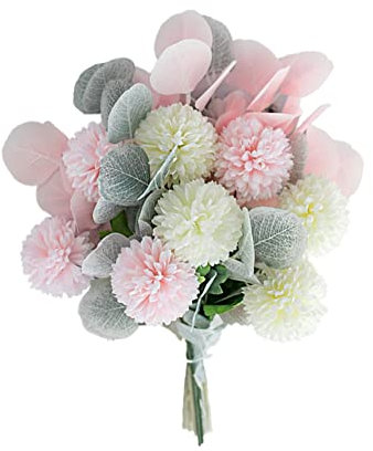 HAOSHICS Fiori artificiali, bouquet di ortensie finte, mazzi di ortensie finte, fiori di seta con foglie, per matrimoni, feste, casa, ufficio, vaso decorativo (rosa)