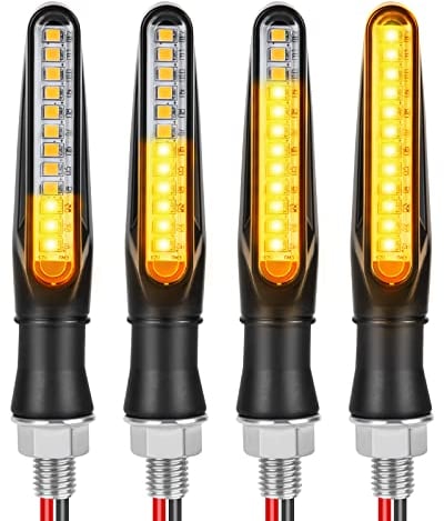 URAQT Motorcycle Led Turn Signal Light, 4 PCS Universal Watertight Motorbike Turning Indicators, 12V Flowing Flowing Turn Signal Light, Daytime Running Lights Brake Lights for Motorcycle (Black)