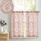 TOPICK Scheibengardine Leinen Vorhang Vintage Bistrogardine Landhaustil Blumen Bedruckt Gardine Geblümt Scheibengardinen Blickdicht für Küche Wohnzimmer Landhaus 2er-Set Rot auf Beige 65B x 90H(cm)
