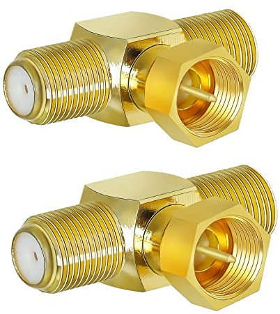 TUOLNK F Typ Splitter Stecker F Stecker auf Dual F Buchse Dreifach T Adapter T Form 3 Wege Koax Stecker für TV Video VCR Antenne F Stecker Combiner 2er Pack