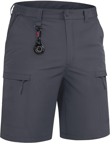TACVASEN Mens Cargo Hiking Shorts Lightweight Water Resistant D-Ring Shorts for Golf Work with 5 Pockets,Dark Grey,36