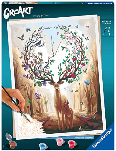 Ravensburger CreArt 20273 - Magischer Hirsch - Malen nach Zahlen Erwachsene, DIY Malset mit Pinsel und Acrylfarben, Geschenk für Frauen und Männer, Malen für Erwachsene