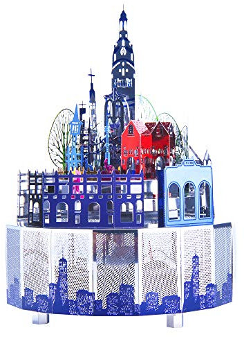 Microworld 3D Metallpuzzle, Rotation Castle Music Box Modellbausatz mit bunten LED-Leuchten, DIY 3D-Puzzles Brain Teaser. Romantisches Kunsthandwerksgeschenk für Kinder