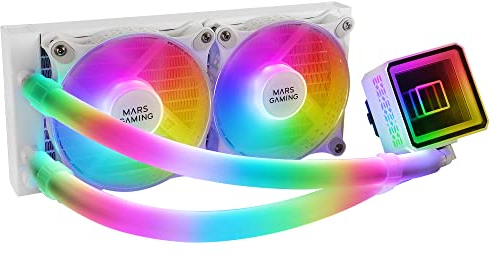 Mars Gaming MCPU44, Dissipatore CPU Doppio ARGB, 4 Heatpipes HCT, TDP 160W, Ventola Ultra-silenziosa PWM 11cm