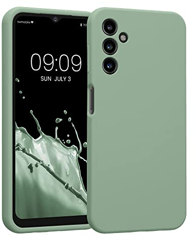 kwmobile Handyhülle kompatibel mit Samsung Galaxy A14 5G Hülle - gummierte Handy Case aus Silikon in Porzellan Grün