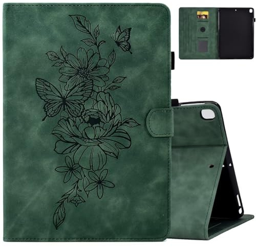 MOKASE Funda para iPad 9ª/8ª/7ª Generación 10.2 Pulgadas 2021-2019 Liberar, Ante Soporte Multi-Angulo Protectora Caso con Automático Estela/Sueño con Portalápices para iPad 10.2/Pro 10.5,Green