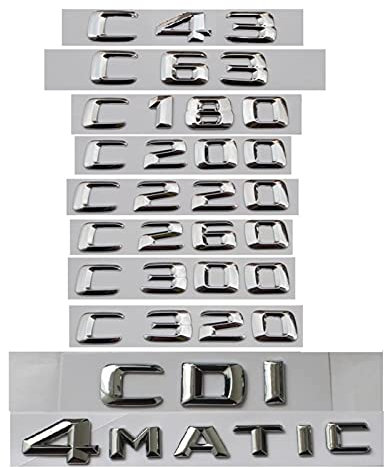 LAZIRO Stamm-Emblem-Abzeichen, Chrom-Buchstaben, Embleme, passend for Mercedes Benz C-Klasse C63 C43 C55 AMG C180 C200 C220 C300 C320 C350 4MATIC CDI (Color : C350)