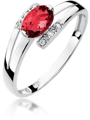 Damen Ring 585 14k Gold Weißgold echt Rubin Edelstein Diamanten Brillanten