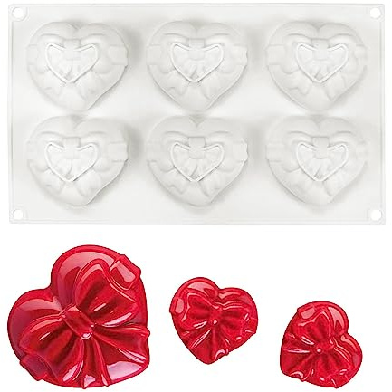 Silikon-Kuchenformen mit 3D-Schleife, für Fondant, Dekoration, Schokolade, Gebäck, Küche, Backzubehör (Herz G 30 x 17 x 3 cm)