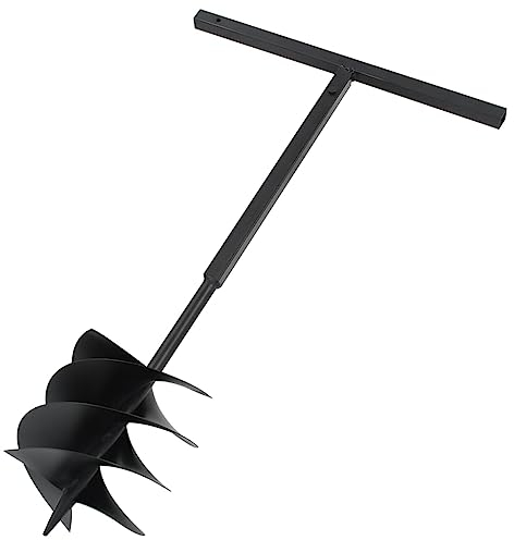 PURADAY Tarière avec poignée - 250 mm - Tube d'extension de 12 m - En acier inoxydable - Tarière manuelle - Avec poignée - Tarière manuelle - Foret de jardin en métal